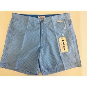 Ibiza swim trunks blue checkered size 32 NWT